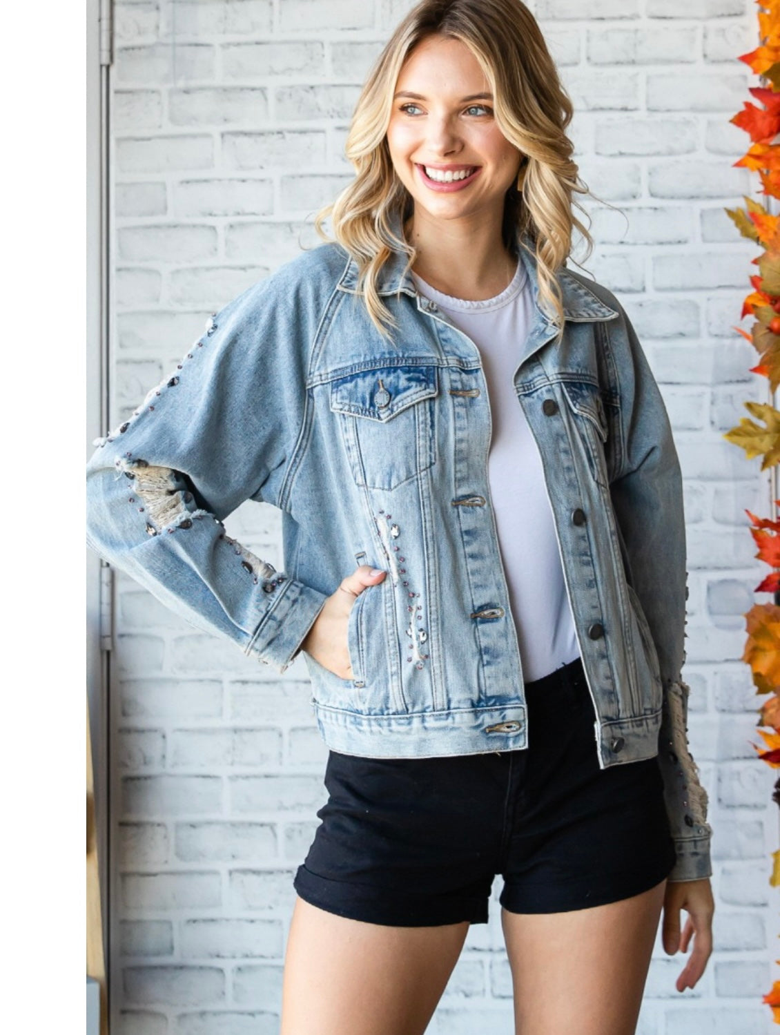 Rhinestone Distress Jacket – Culture USA
