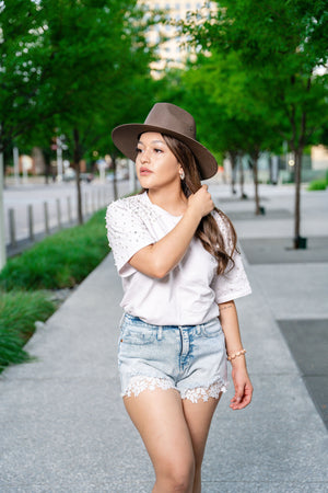 Pearls Beaded Solid Tee