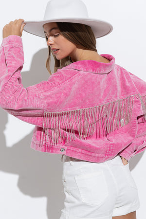 Washed Fringe Jacket