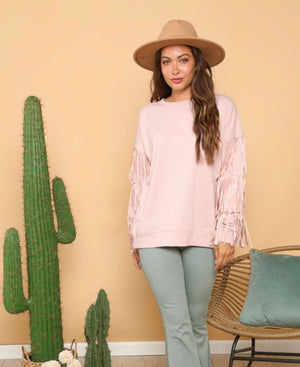 Pink Fringe Sweatshirt