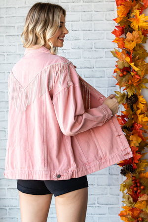 Pink Rhinestone Denim Jacket