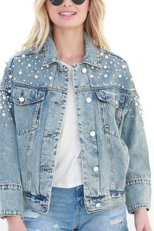 PEARL AND RHINESTONE DENIM